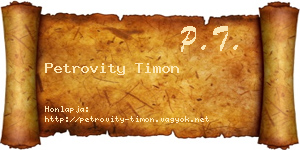 Petrovity Timon névjegykártya